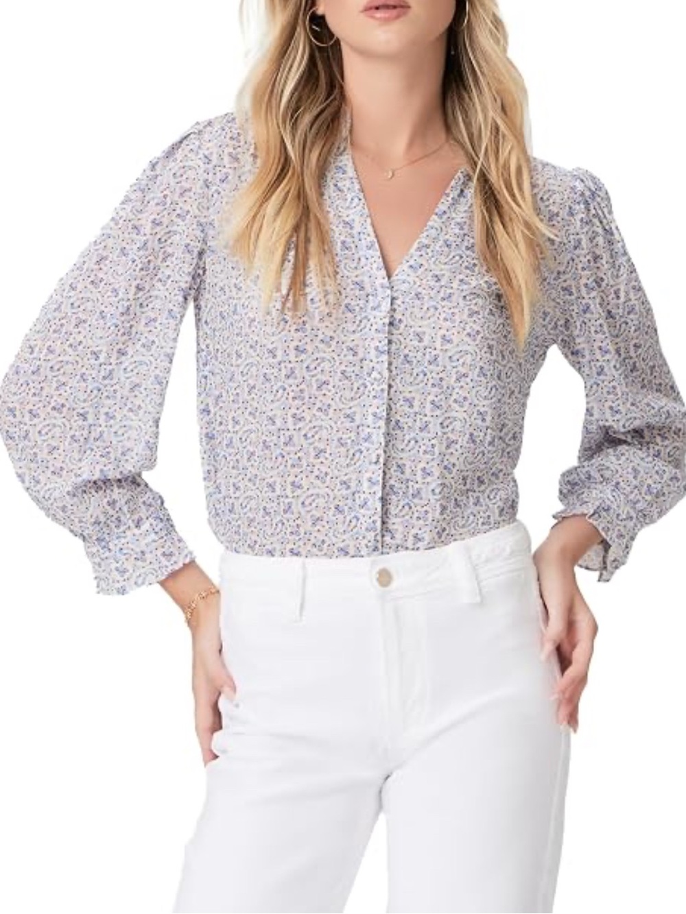 PAIGE Lavender Paisley V-Neck Blouse
